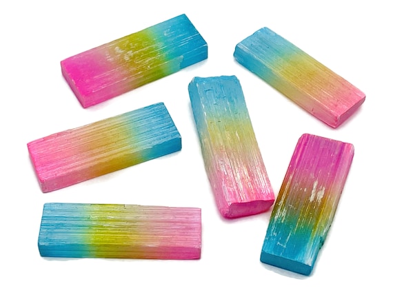Rainbow Aura Selenite Wand Stone - Aura Selenite Stick - Loose Gemstone - Natural Selenite Tower – 6cm - RA1165