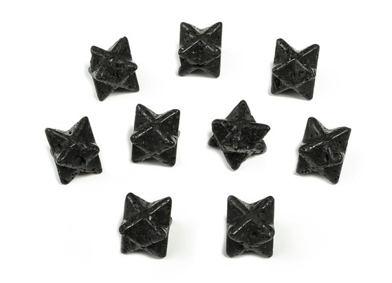 Lava Merkaba - High Quality Natural Black Lava Semi-precious Gemstone - Small Merkaba Carved Star – Carved Gemstone – 1.3cm – ME1013