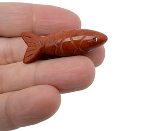 Rode jaspis edelsteen vissnijhanger – Lucky Fishing Charm cadeau - NC1867