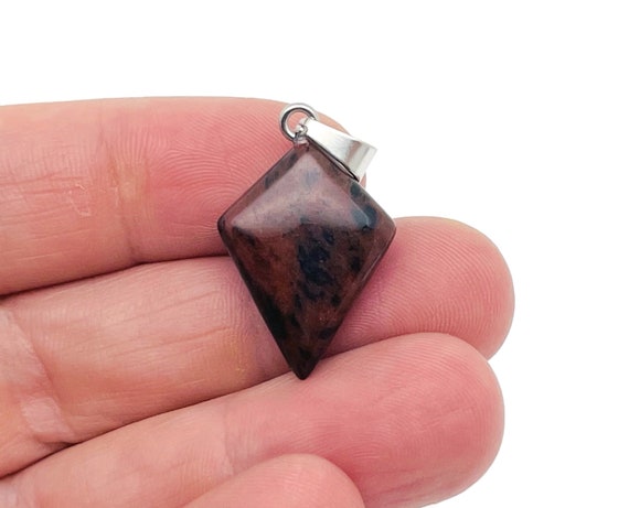 Mahogany Obsidian Gemstone for Pendant - Triangle Geometric Gemstone Pendant - Natural Gemstone Jewelry - For Women Lucky Pendant - NC1439