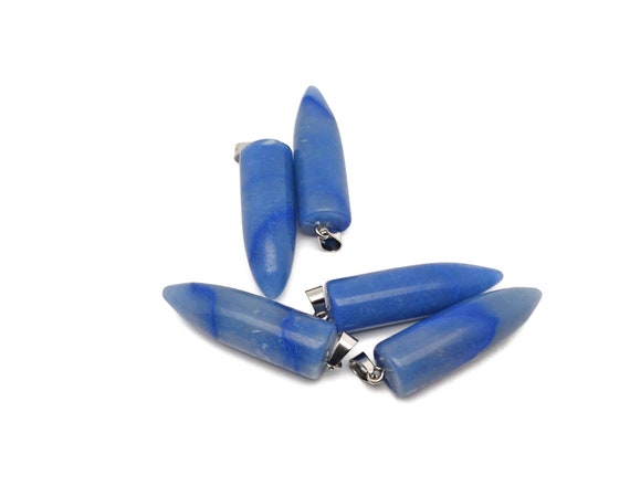 Blue Aventurine Bullet Gemstone Pendant - Crystal Point Bullet Necklace - Polished Bullet Carved - Crystal Healing - Mineral - NC1582
