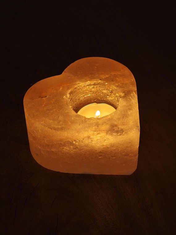 Himalayan Salt Heart Crystal Candle Holder - Gemstone Crystal Holder - Healing Stone - Relax Crystal - LA1011