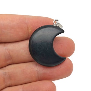 Obsidian Ädelsten Månhängen - Halvmåne - Smyckestillverkningstillbehör i grossistledet - Månhalsband - Månformad kristall - NC1547
