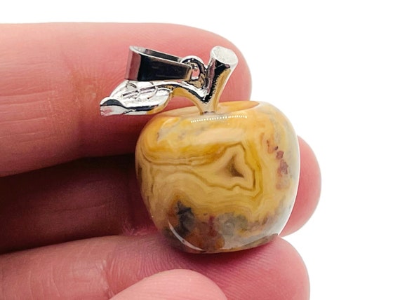 Crazy Lace Agate Crystal Apple Pendant - Crystals Pendant Healing - Mini Crystal Pendant - Gifts - NC1251