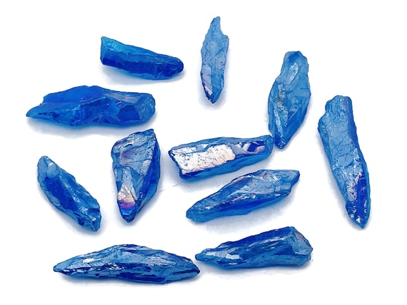 Dark Blue Aura Quartz Point – Rough Dark Blue Aura Quartz – Raw Crystal – Chunk Stones - RA1251
