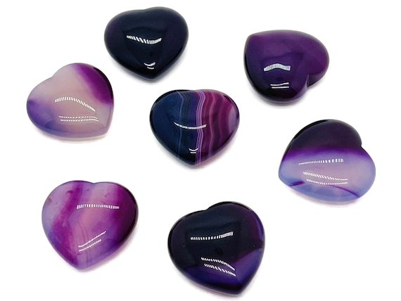 Purple Agate Heart Gemstone - Agate Crystal - Heart Shape Chakra Crystal - Meditation Crystals – 3cm - HE1197