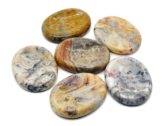 Yellow Crazy Lace Agate Worry Stones Yellow Crazy Lace Agate Worry Stones
