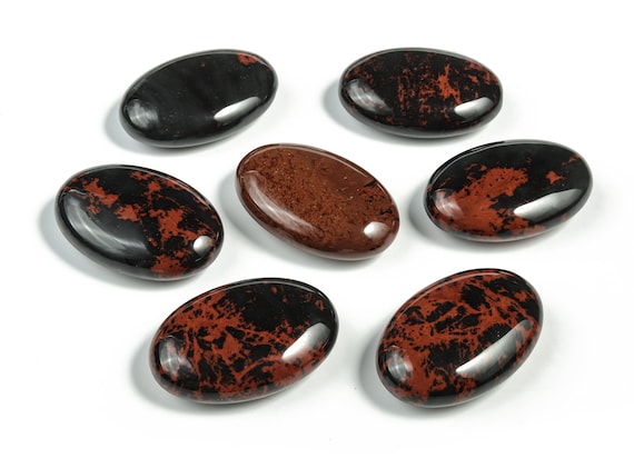 Mahogany Obsidian Palm Stone - Obsidian Pocket Stone Healing Crystal - Mahogany Obsidian Crystal - Smooth Stone Gemstone – 45x35mm - PA1008