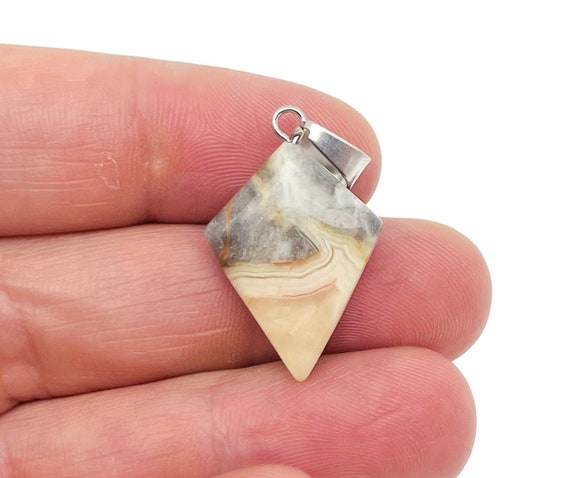 Crazy Lace Agate Gemstone for Pendant - Triangle Geometric Gemstone Pendant - Natural Gemstone Jewelry - For Women Lucky Pendant - NC1444