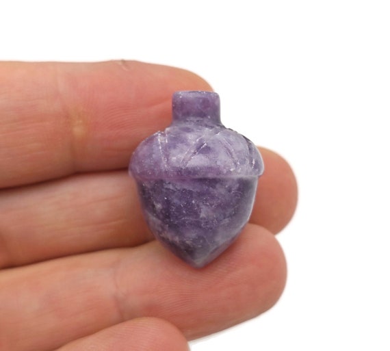 Lepidolite Crystal Acorn Carved - Reiki Healing - Home Crystal Decoration - Crystal Ornament - Crystal healing - 26mm - AC1016
