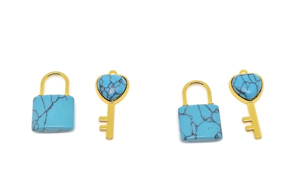 Turquoise Heart Key Pendants - Crystals Pendant Healing - Mini Crystal Pendant - Gifts - KA1009