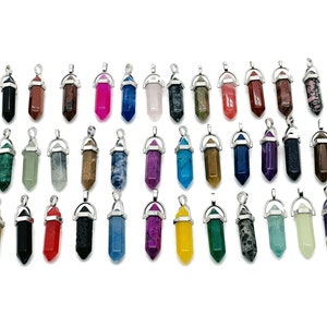 Natural Crystal Point Pendant - Point Pendulum - Wholesale Bulk Point - Healing Crystal Pendant - 33mm -PPMIX