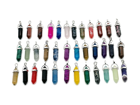Natural Crystal Point Pendant - Point Pendulum - Wholesale Bulk Point - Healing Crystal Pendant - 33mm -PPMIX
