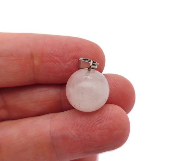 Rose Quartz Crystal Ball Pendant - Ball Charm Whith Brass - Crystal Round Ball Pendant - Jewelry Making - Healing Crystal - NC1363