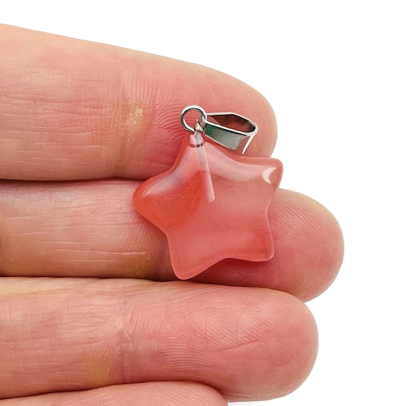 Cherry Quartz Star Pendant - Crystal Pendant – Natural Necklaces - Heling Gemstone - Jewelry Making Supplies - NC1521