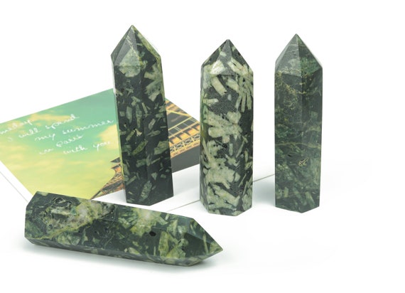 Chinese Writing Obelisk Tower Stone – Chrysanthemum Obelisk Tower Point Crystals – Meditation Gemstone - Gifts - TW1035