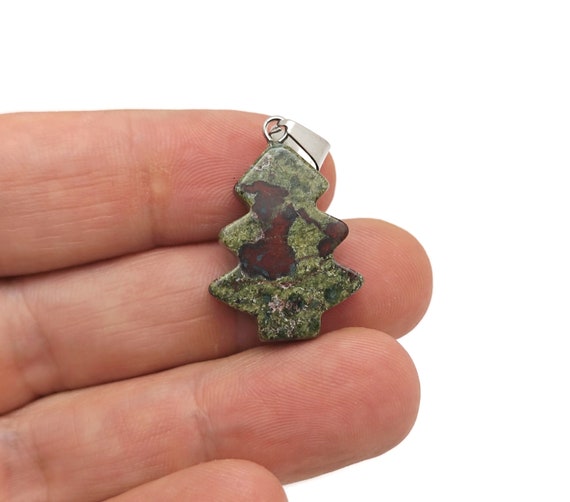 Dragon Blood Jasper Pine Tree Gemstone Pendants - Crystals Pendant Healing - Mini Crystal Pendant - Gifts - NC1772