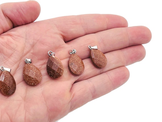 GoldStone Crystal Pendant - GoldStone Crystal Earring – Bracelet Crystal Accessory - Jewelry Making Supplies - 2cm - NC1115