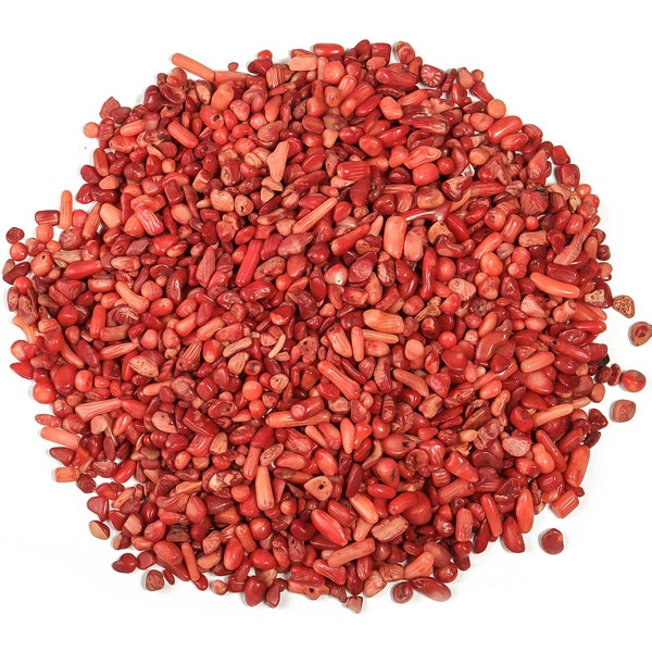 Red Coral Chips - Natural Red Coral Chips - Gemstone Chips -  Undrilled Chips – Tumbled Stones -  Rock Chips - 4-8mm - CP1016