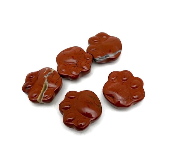 Red Jasper Bear Paw Crystal Carving – Handcrafted Gemstone Creature Statue - HA1248