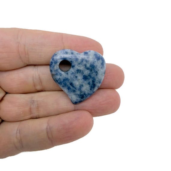 Sodalite Natural Gemstone Heart Pendant – Crystal Heart Charm for Necklace Making - HT1008