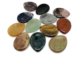 Natural Worry Stone - Teardrop Shaped Natural Gemstone - Relaxing – 45mm - WOMIX3
