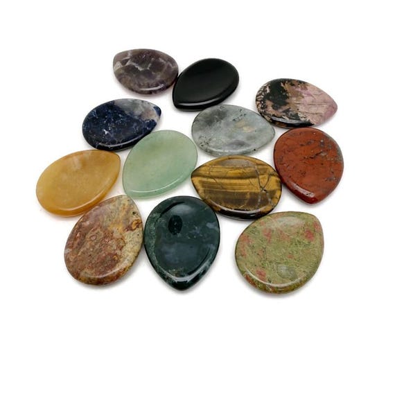 Natural Worry Stone - Teardrop Shaped Natural Gemstone - Relaxing – 45mm - WOMIX3