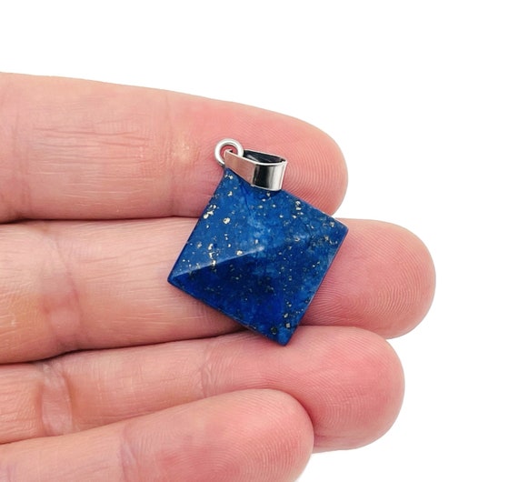 Lapis Lazuli Gemstone Pyramid Pendant - Natural Gemstone Jewelry - Healing Crystal Reiki - For Women Lucky Pendant - NC1452
