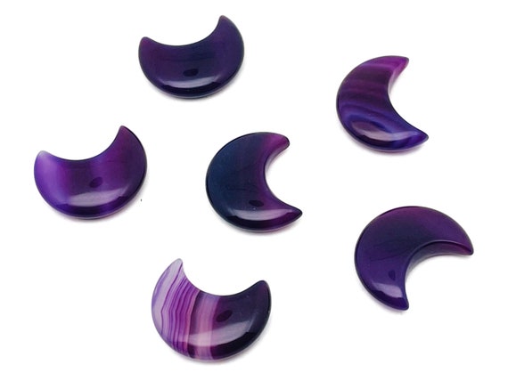 Purple Agate Gemstone Moon - Crystal Moon - Carved Moon - Healing Crystal - Gemstone Crescent – 3×1.6cm – MO1055