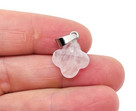 Clear Quartz Four-Leaf Clover Crystal Pendants - Gemstone Charm For Necklace & Earring Making - DIY Jewelry Making Supplies - NC1406