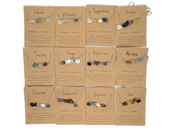 Zodiac Gemstone Necklace -  Choose Your Stones - Silver Stainless Steel - Birthstone Crystal Neckalce - NCMIX23