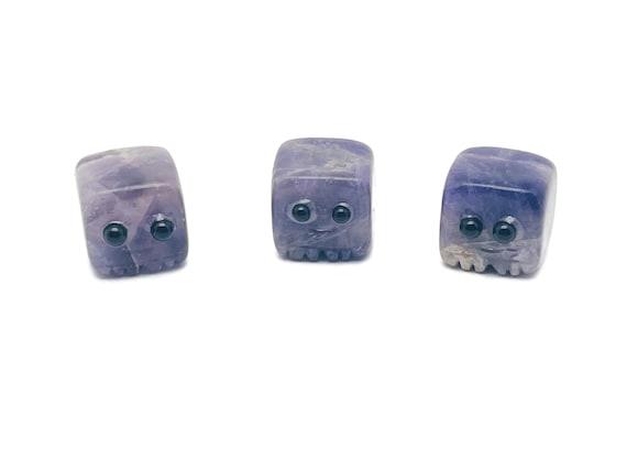 Amethyst Handmade Skull Gemstone - Figurine Hand Carved - Healing Chakra - Crystal Gift for Kids - DS1002
