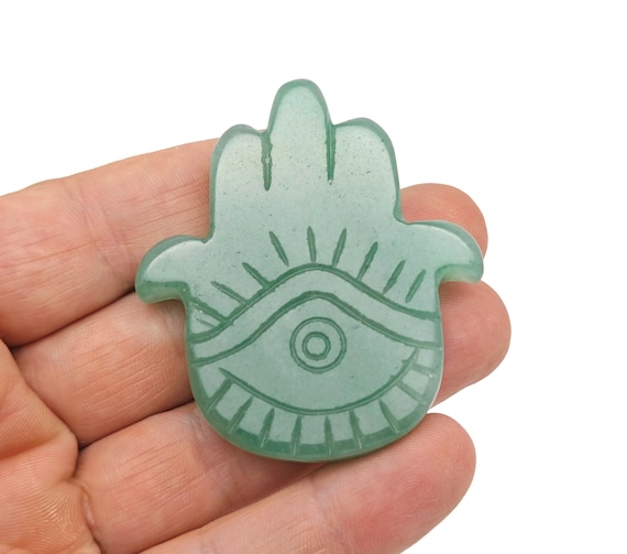 Aventurine Evil Eye Hand Gemstone Carving - Pocket Crystal - Crystals Chakra - Meditation Crystal - Energy Gift for her - EL1012