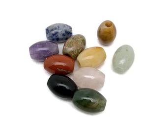 Cuentas ovaladas de piedras preciosas - Cuentas de barril de cristal pulido para hacer pulseras y collares - 18 mm - YWMIX4