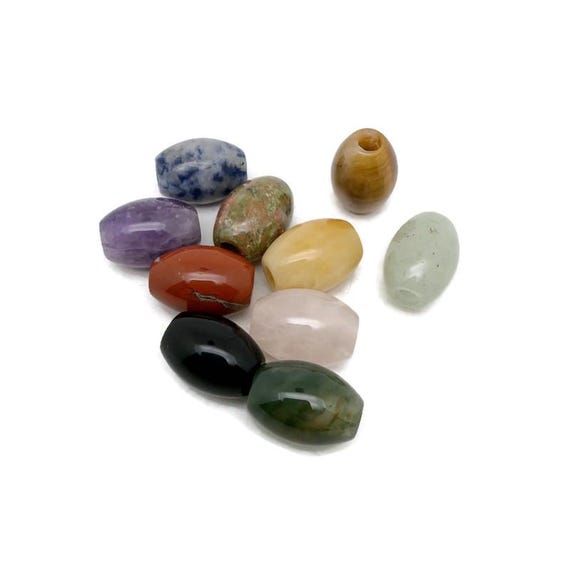 Gemstone Oval Beads - Polished Crystal Barrel Beads for Bracelet & Necklace Making - 18mm - YWMIX4