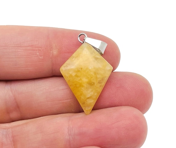 Yellow Jade Gemstone for Pendant - Triangle Geometric Gemstone Pendant - Natural Gemstone Jewelry - For Women Lucky Pendant - NC1437
