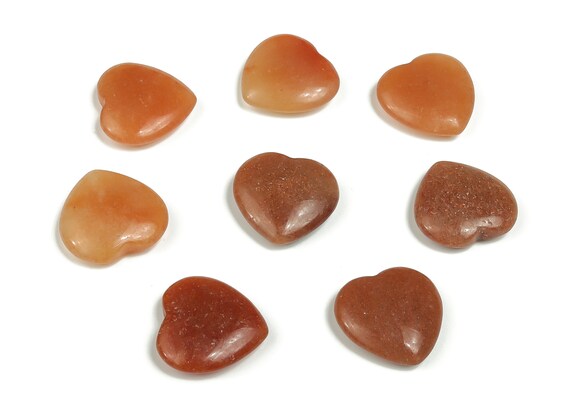Orange Aventurine Heart Gemstone Flat – Heart Crystal - Healing Stones – Carving Heart - Natural stones - 20x20x6 - HE1056