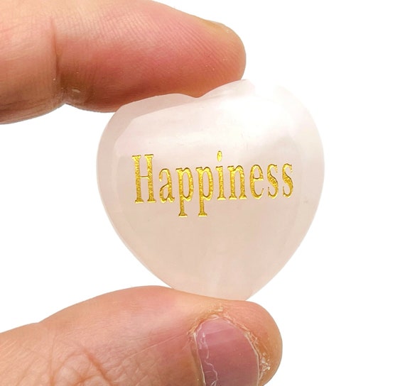 Happiness Rose Quartz Heart Gemstone - Heart Crystal - Carving Heart - Gemstone Puffy Heart - Rose Quartz Healing Crystals - HE1217