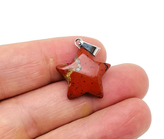 Red Jasper Star Pendant - Crystal Pendant – Natural Necklaces - Heling Gemstone - Jewelry Making Supplies - NC1518