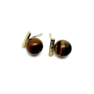 Tiger Eye Stud Earrings – Grounding Crystal Jewelry for Protection & Confidence - Chakra Earrings - NC1936