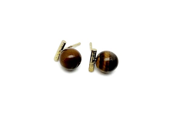 Tiger Eye Stud Earrings – Grounding Crystal Jewelry for Protection & Confidence - Chakra Earrings - NC1936