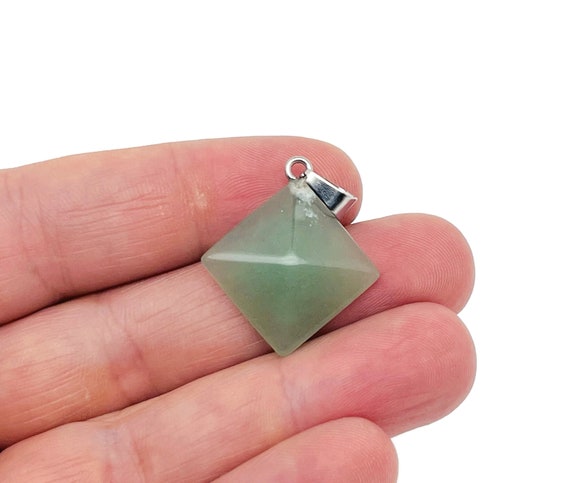 Aventurine Gemstone Pyramid Pendant - Natural Gemstone Jewelry - Healing Crystal Reiki - For Women Lucky Pendant - NC1451