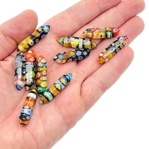 Murano Glass Terminated Carved Point – Point Small Crystal Point – Crystal Pendant - 3cm - PO1046