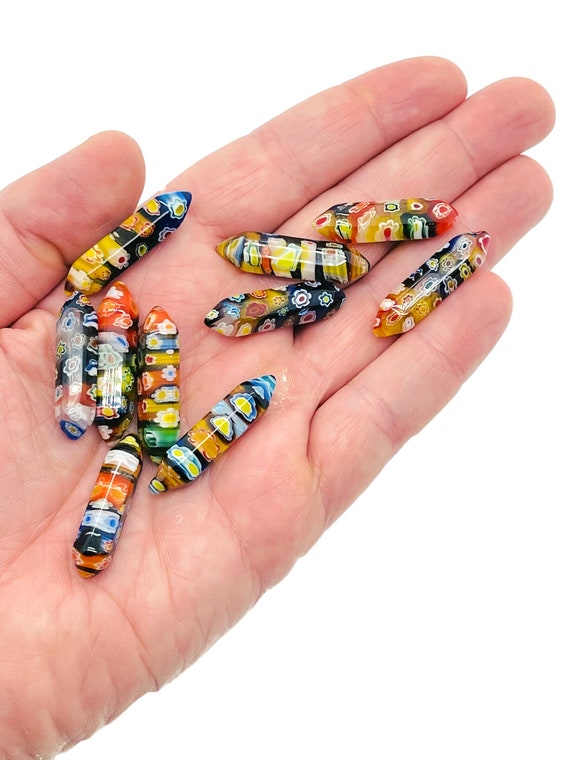 Murano Glass Terminated Carved Point – Point Small Crystal Point – Crystal Pendant - 3cm - PO1046