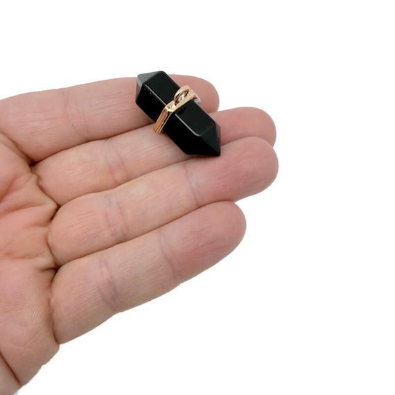 Obsidian Double Terminated Crystal Pendant – Natural Gemstone Point - NC2005