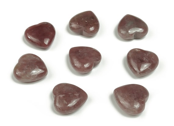 Strawberry Quartz Heart Gemstone – Heart Crystal - Healing Stones – Carving Heart - Natural stones - 2.5cm - HE1133