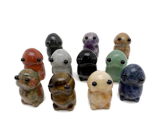 Frog Monster Crystal Carving – Handcrafted Gemstone Creature Statue - GOMIX