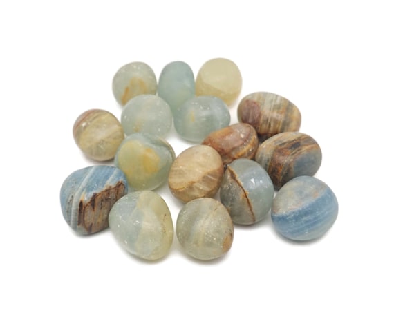 Blue Onyx Tumbled Stone - Lemurian Aquatine Calcite – Blue Onyx Gemstone – Healing Crystal – TU1126