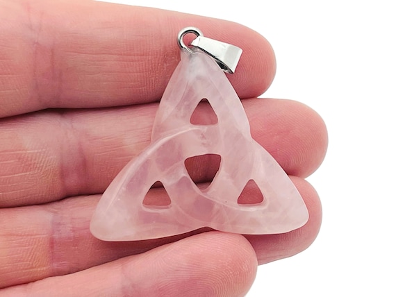 Rose Quartz Celtic Knot Pendant - Trinity Crystals Pendant - Gemstone - Valentine's Day - NC1264