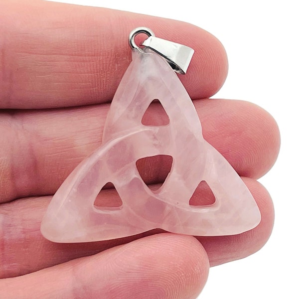 Rose Quartz Celtic Knot Pendant - Trinity Crystals Pendant - Gemstone - Valentine's Day - NC1264